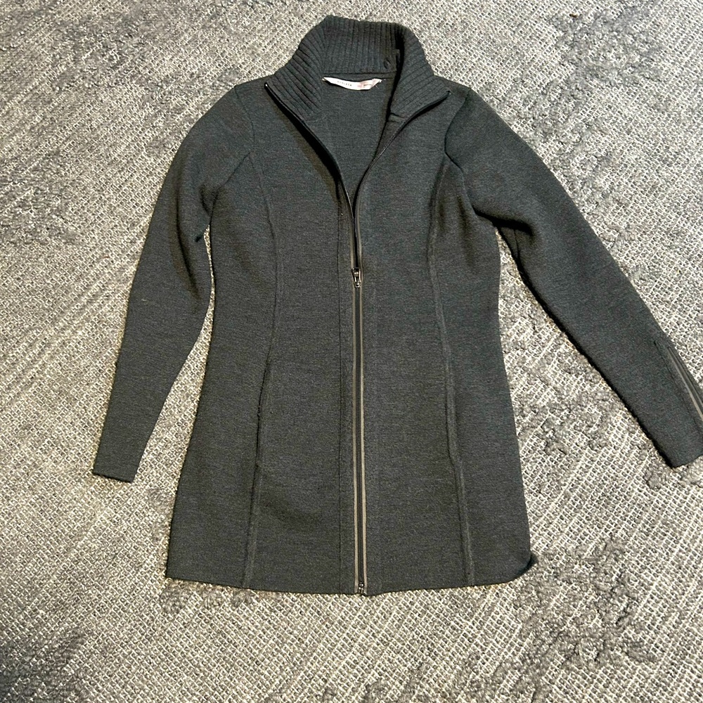 Athleta Charcoal Zip-Up Sweater